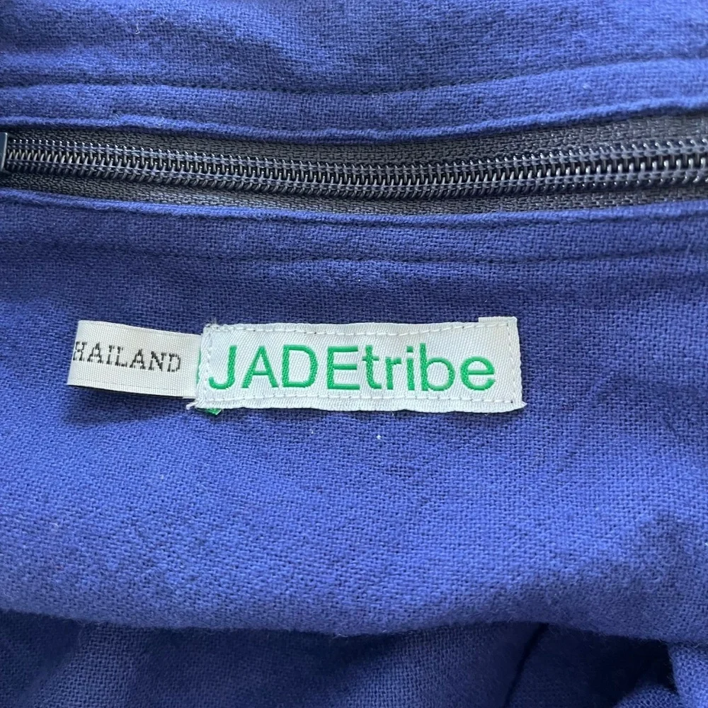 JADEtribe Valerie Rope Beach Bag OS Navy White Stripes Boho Nautical Resort Chic
